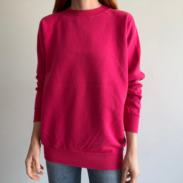 1980s Hot Pink Blank Raglan - XL