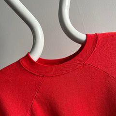 1970s Electric Red Soft and Slouchy Raglan Sweatshirt