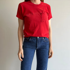 1970s Sweet Cotton Pocket Shirt with Contrast Stitching and a Sun Fade Line - Awwww