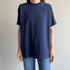 1980s Blank Navy Crew Neck By Screen Stars