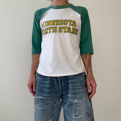 1970s Green and White Minnesota North Stars Baseball T Shirt
