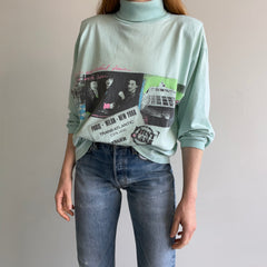 1980s Ultra Rad Boxy Turtleneck with Shoulder Pads Long Sleeve T-Shirt - Lots of Age Staining