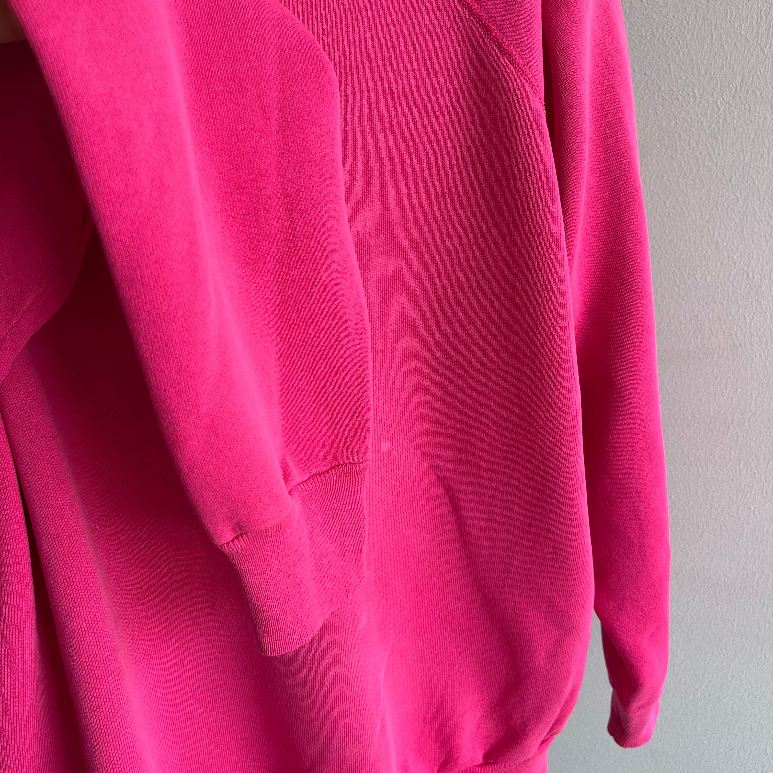 1990s Hot Pink Bleach Stained Raglan by Pannill