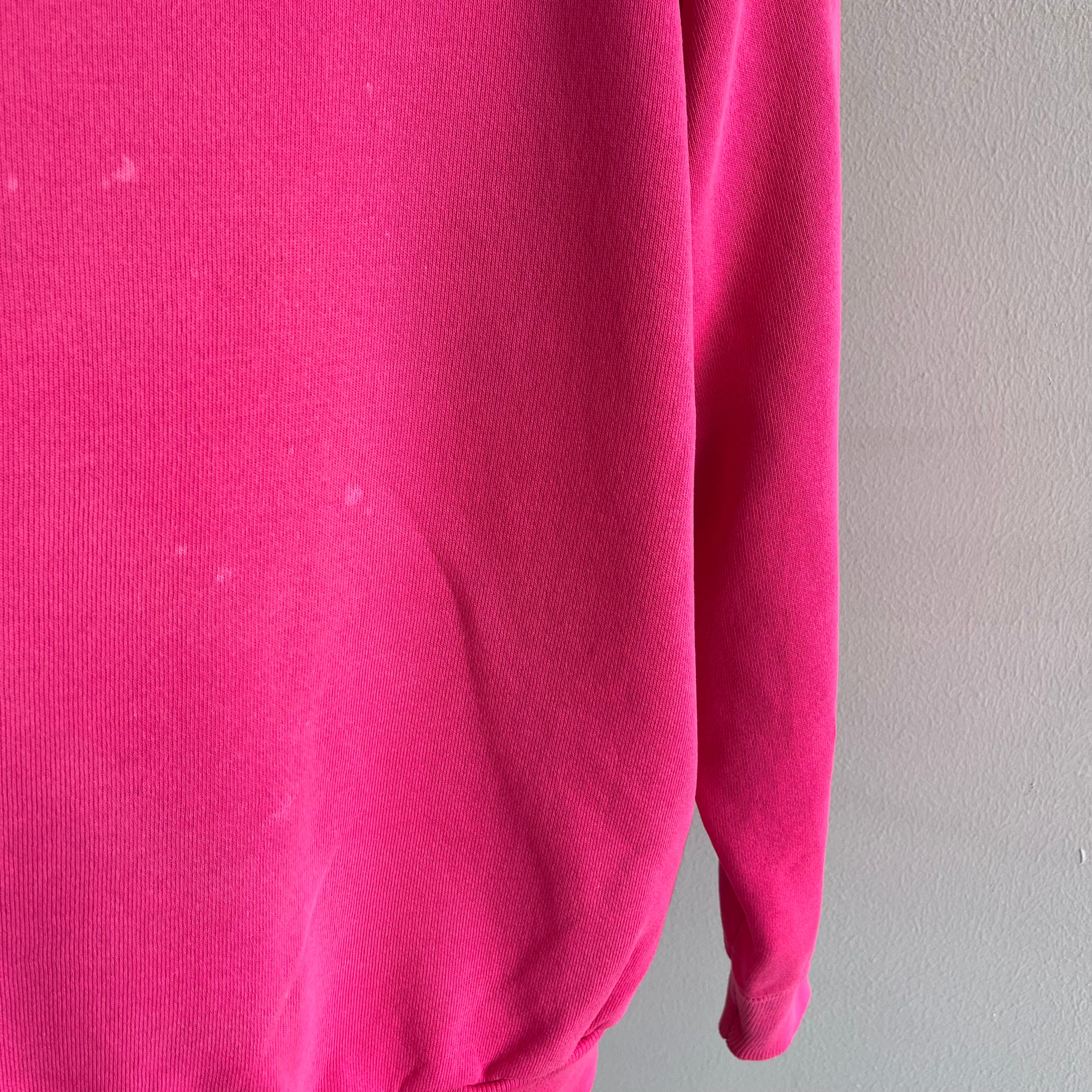1990s Hot Pink Bleach Stained Raglan by Pannill