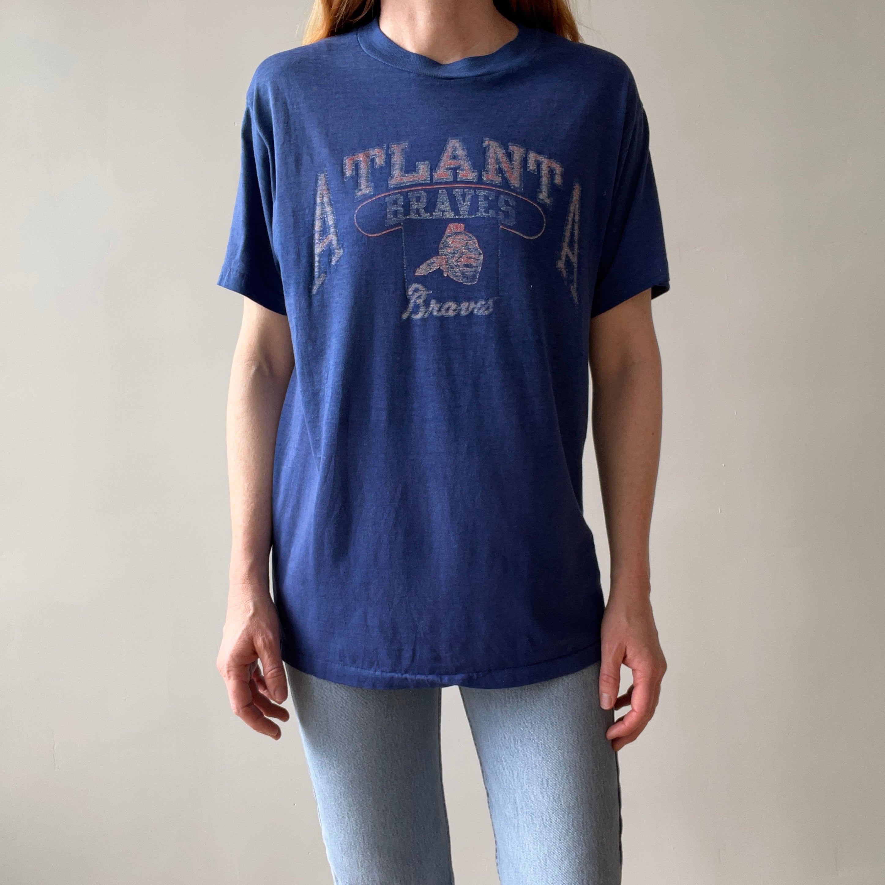 1980s Champion Brand Atlanta Braves Baseball Thinned Out and Worn T-Shirt