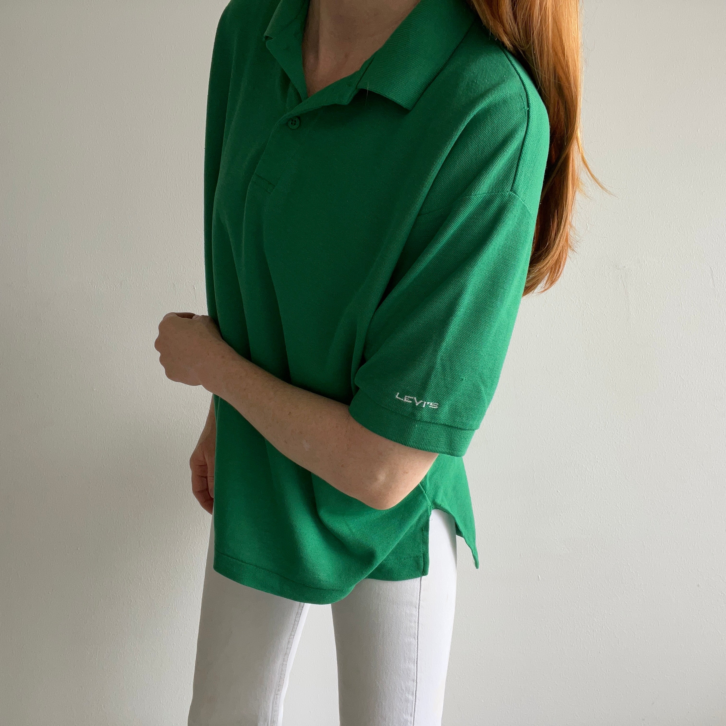 1990s Levi's Green Slouchy Polo Shirt