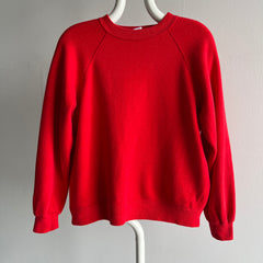 1980S Perfectly Red Blank Raglan Sweatshirt - !!!