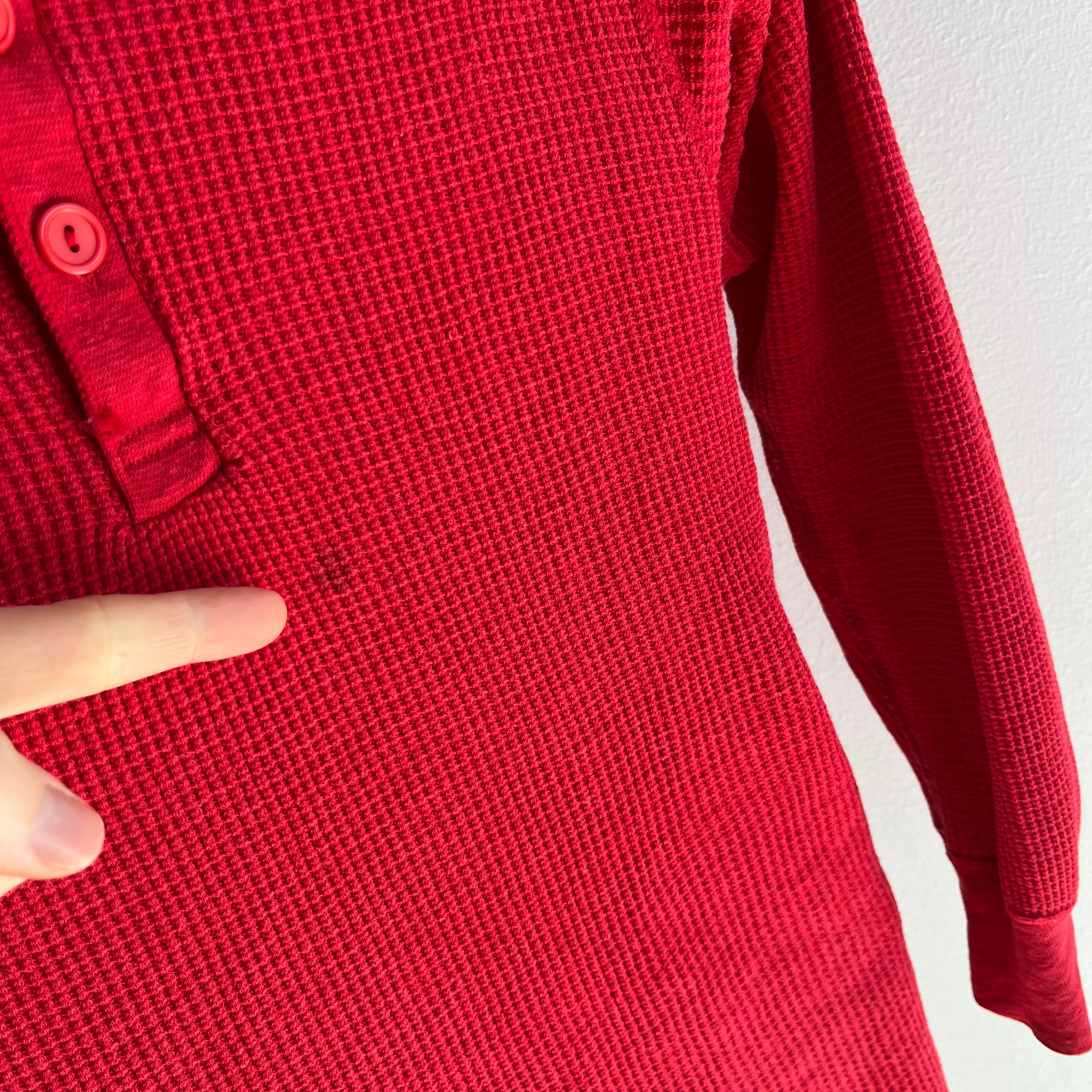1870/80s Nicely Stained Red Henley Thermal