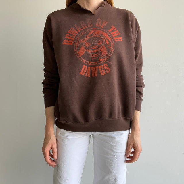 1970s "Beware of the Dawgs" Brown Sweatshirt