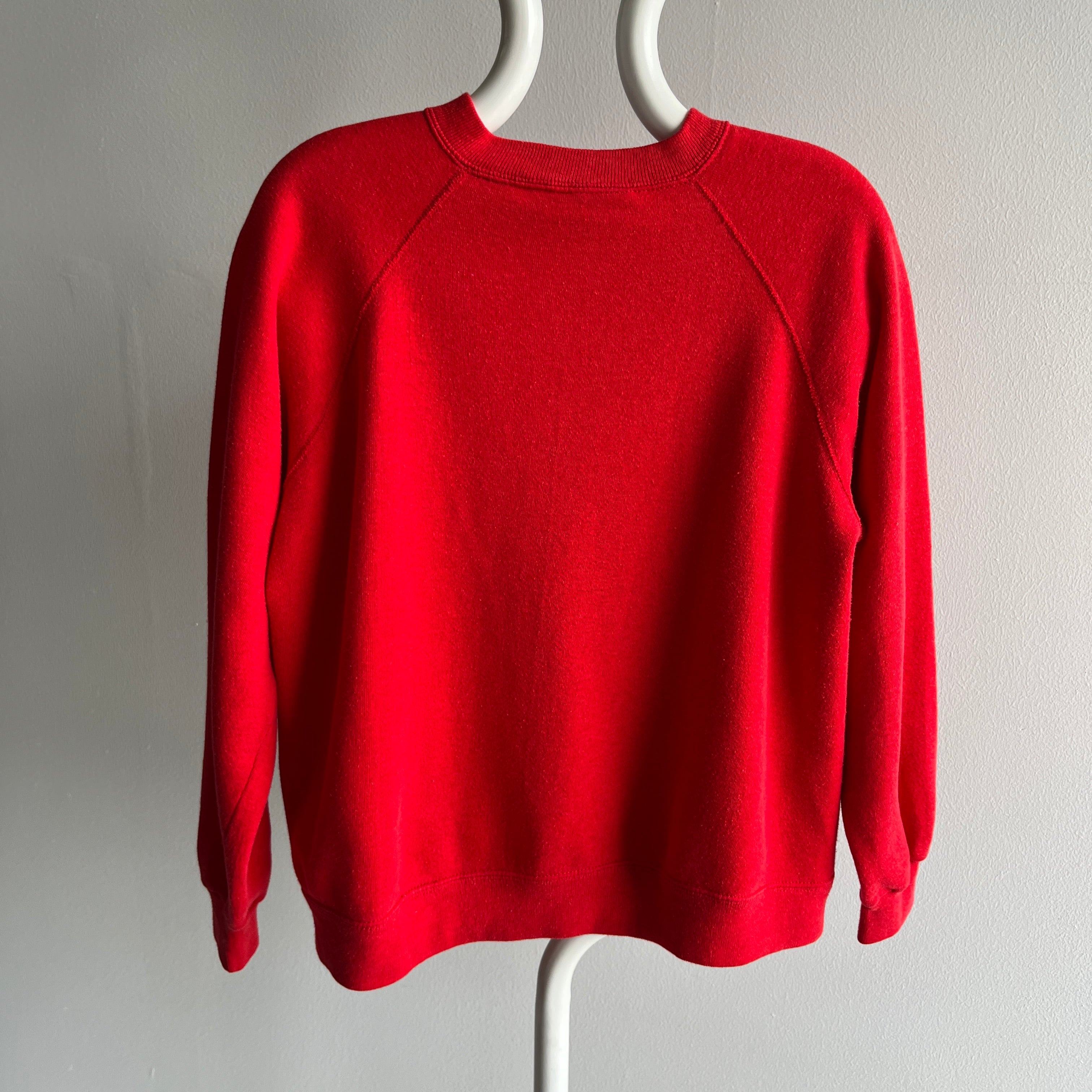 1980S Perfectly Red Blank Raglan Sweatshirt - !!!