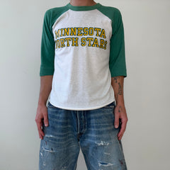 1970s Green and White Minnesota North Stars Baseball T Shirt