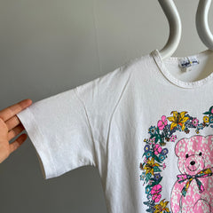 1991 Pink Lace Teddy Bear T-Shirt Dress with Stains - Yes, I know