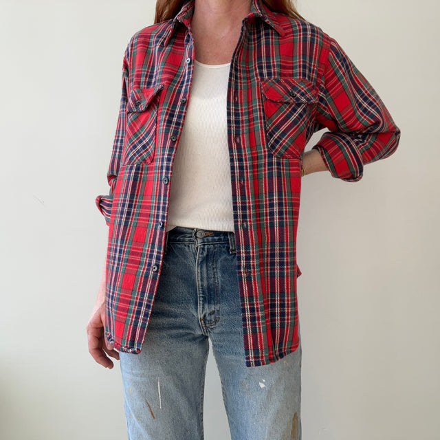 1980/90s USA Made Red Cotton Flannel - Prentiss Outdoors