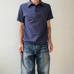 1980s Faded Navy Polo Style T Shirt