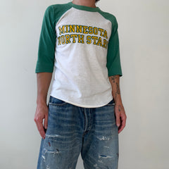 1970s Green and White Minnesota North Stars Baseball T Shirt