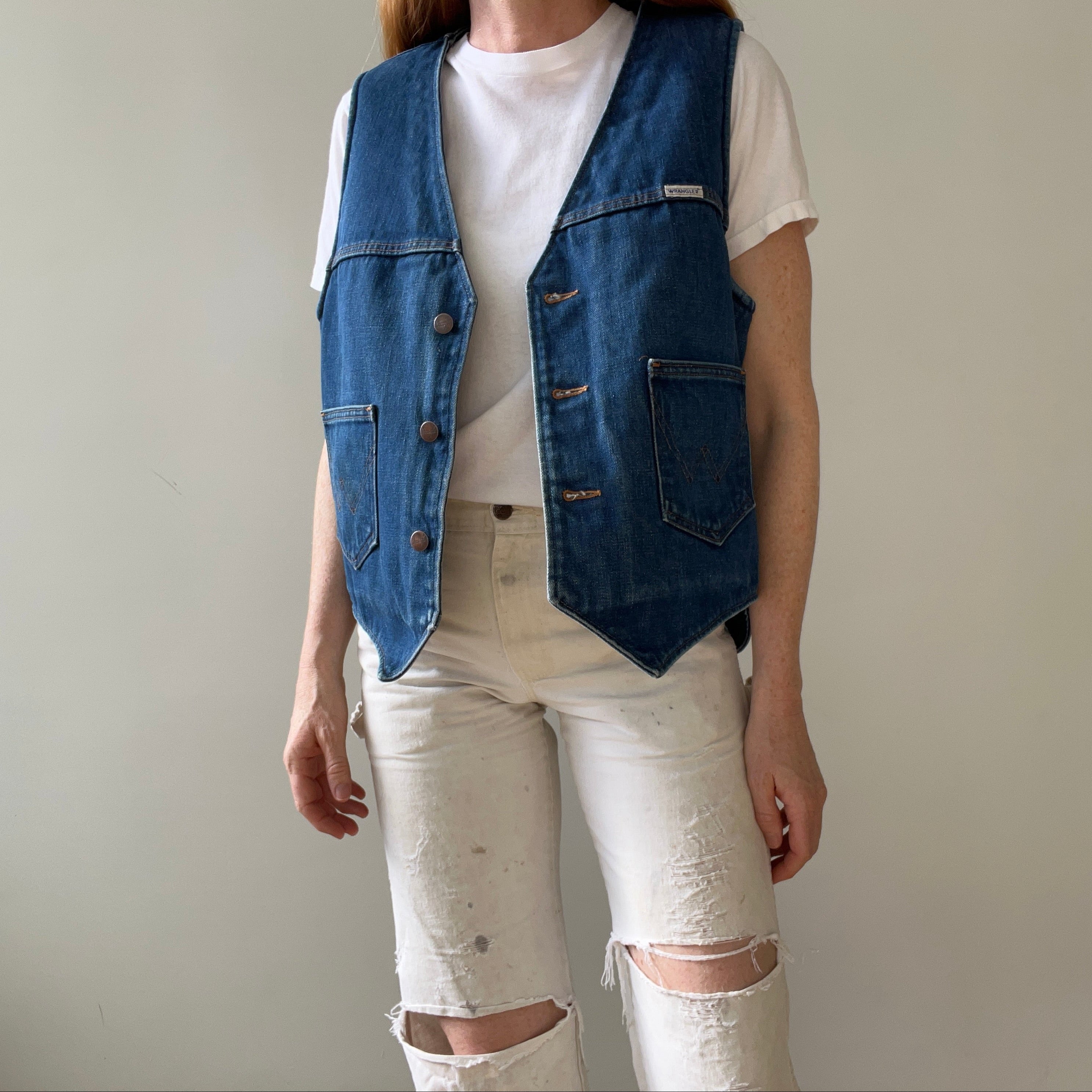 1970s Wrangler Sherpa Lined Denim Vest - TINA COLLECTION