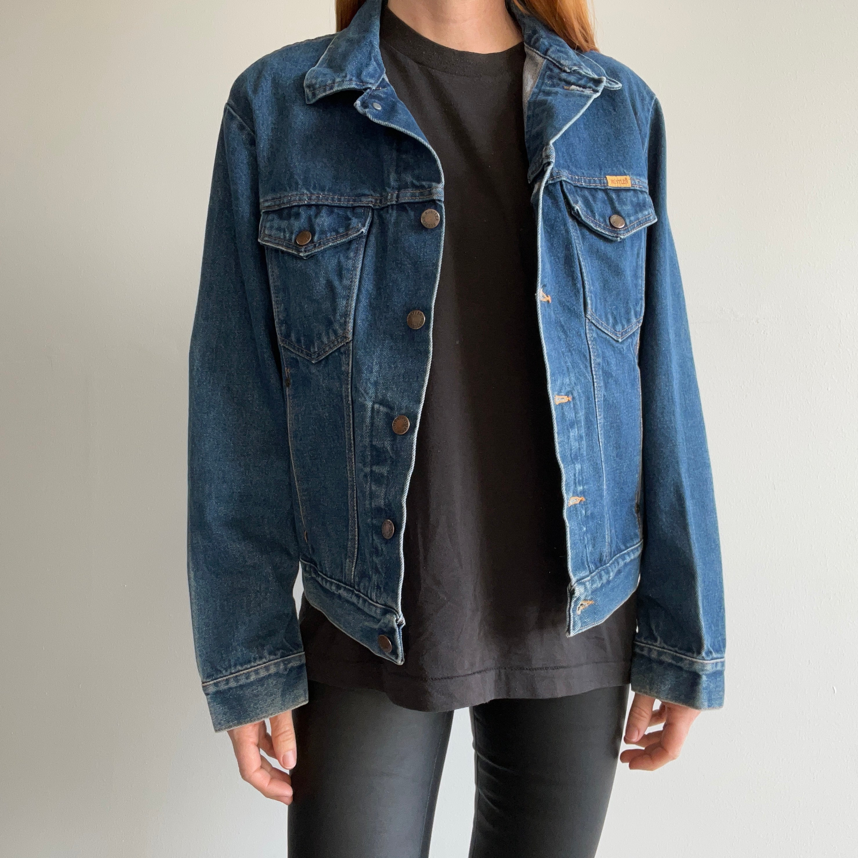 1980s Rustler Denim Jean Jacket - Dark Wash