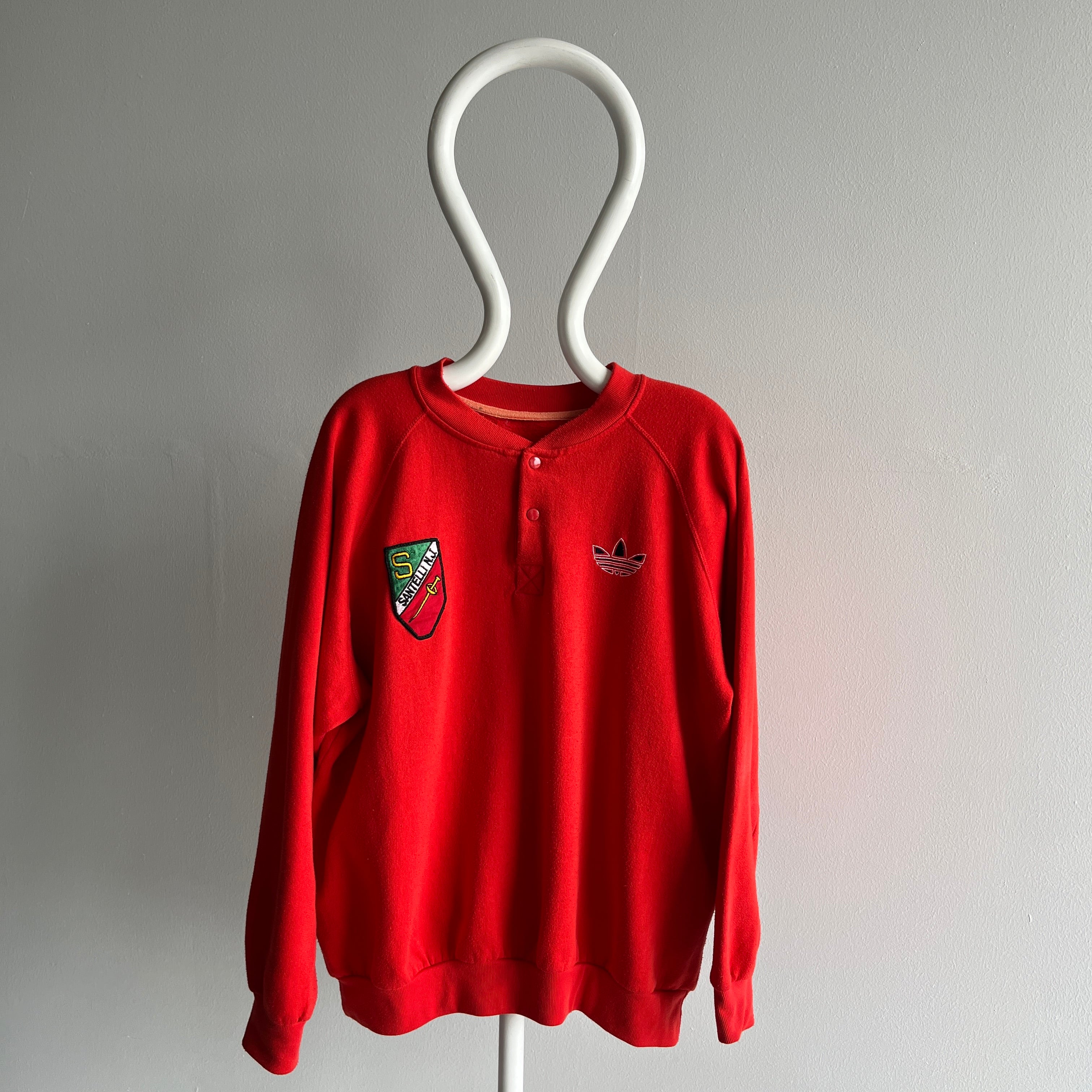 1980s Adidas 1/4 Snap Henley Santelli, NJ Sweatshirt