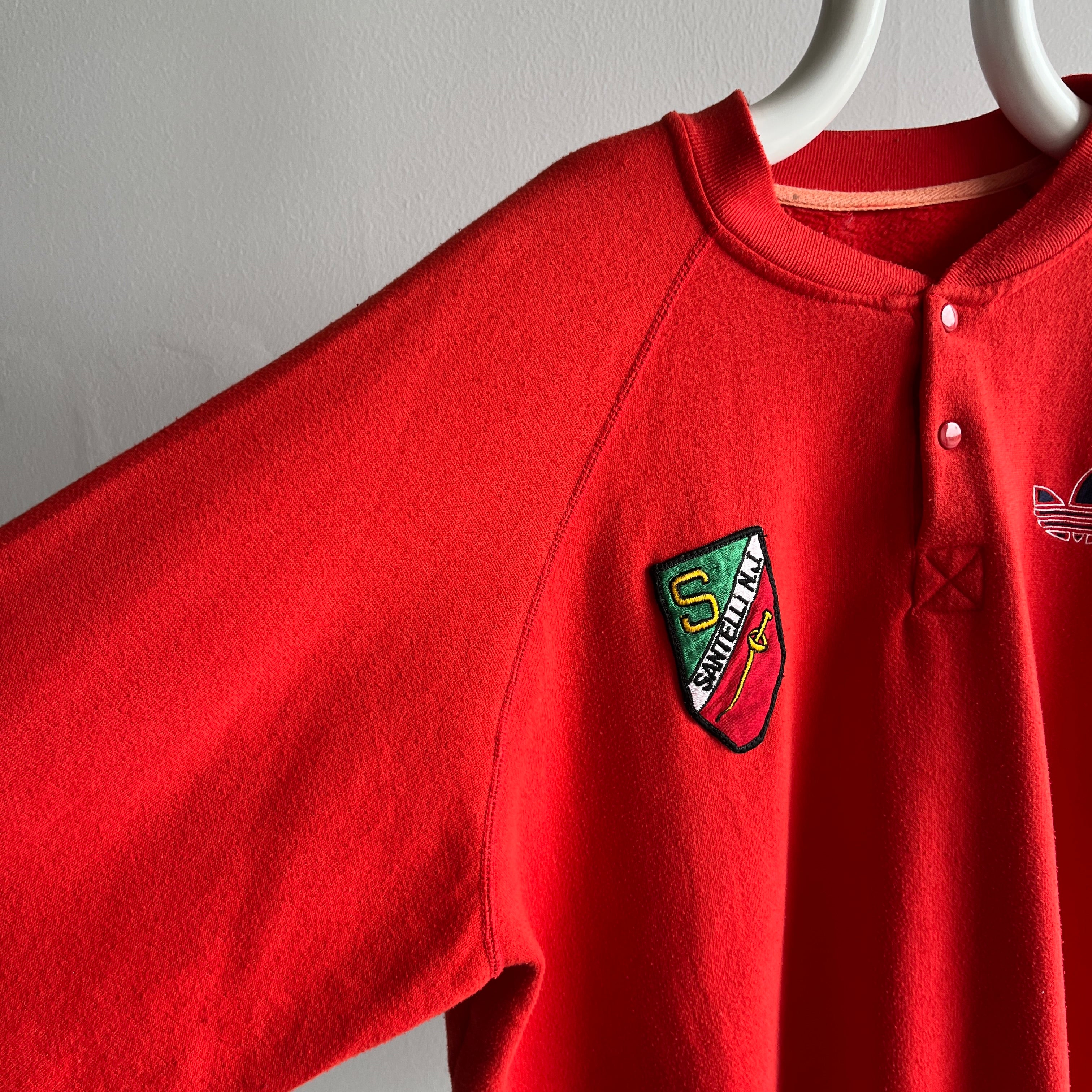 1980s Adidas 1/4 Snap Henley Santelli, NJ Sweatshirt