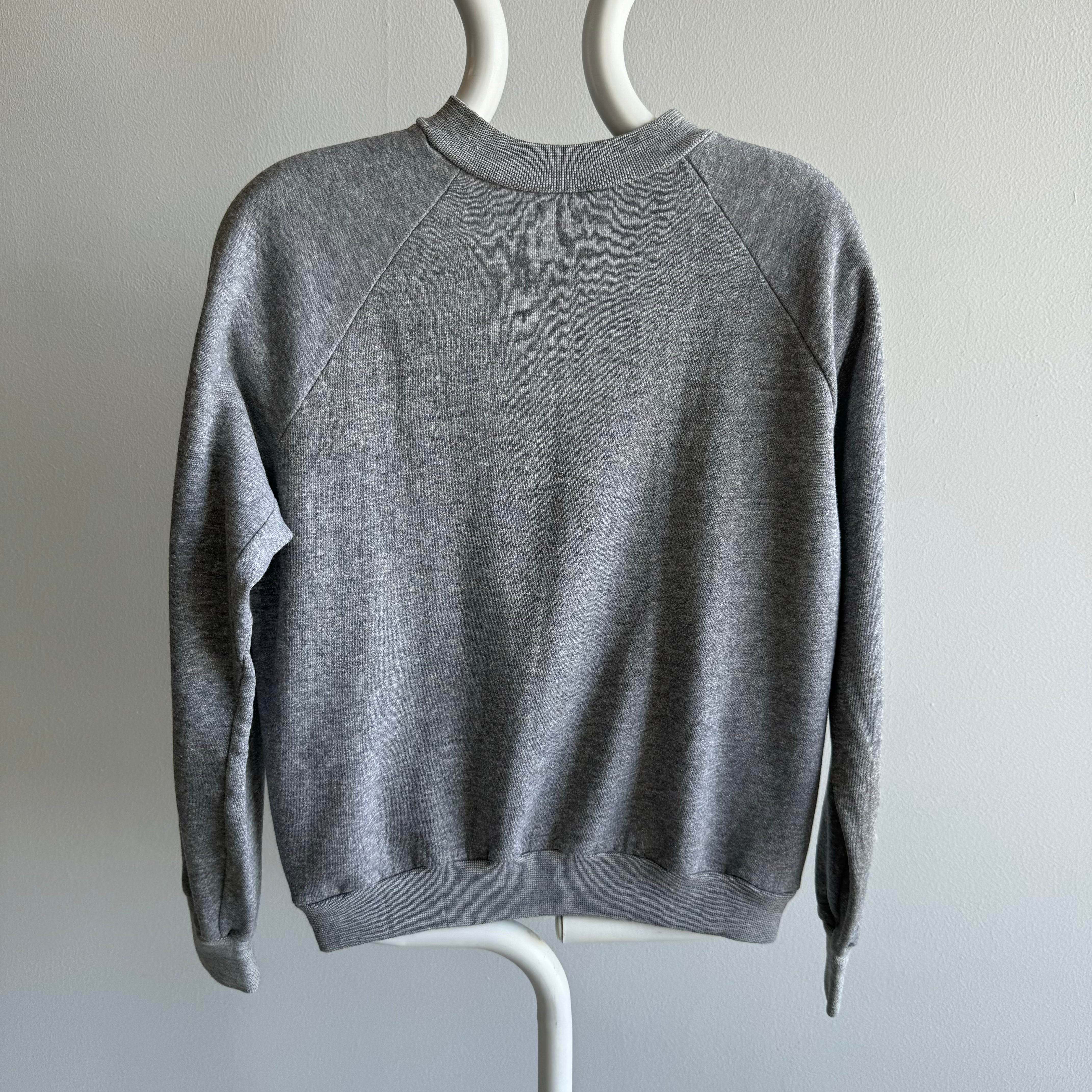 1980s WOWOWOW Blank Gray Raglan by Sears - !!!!!!