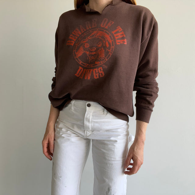 1970s "Beware of the Dawgs" Brown Sweatshirt