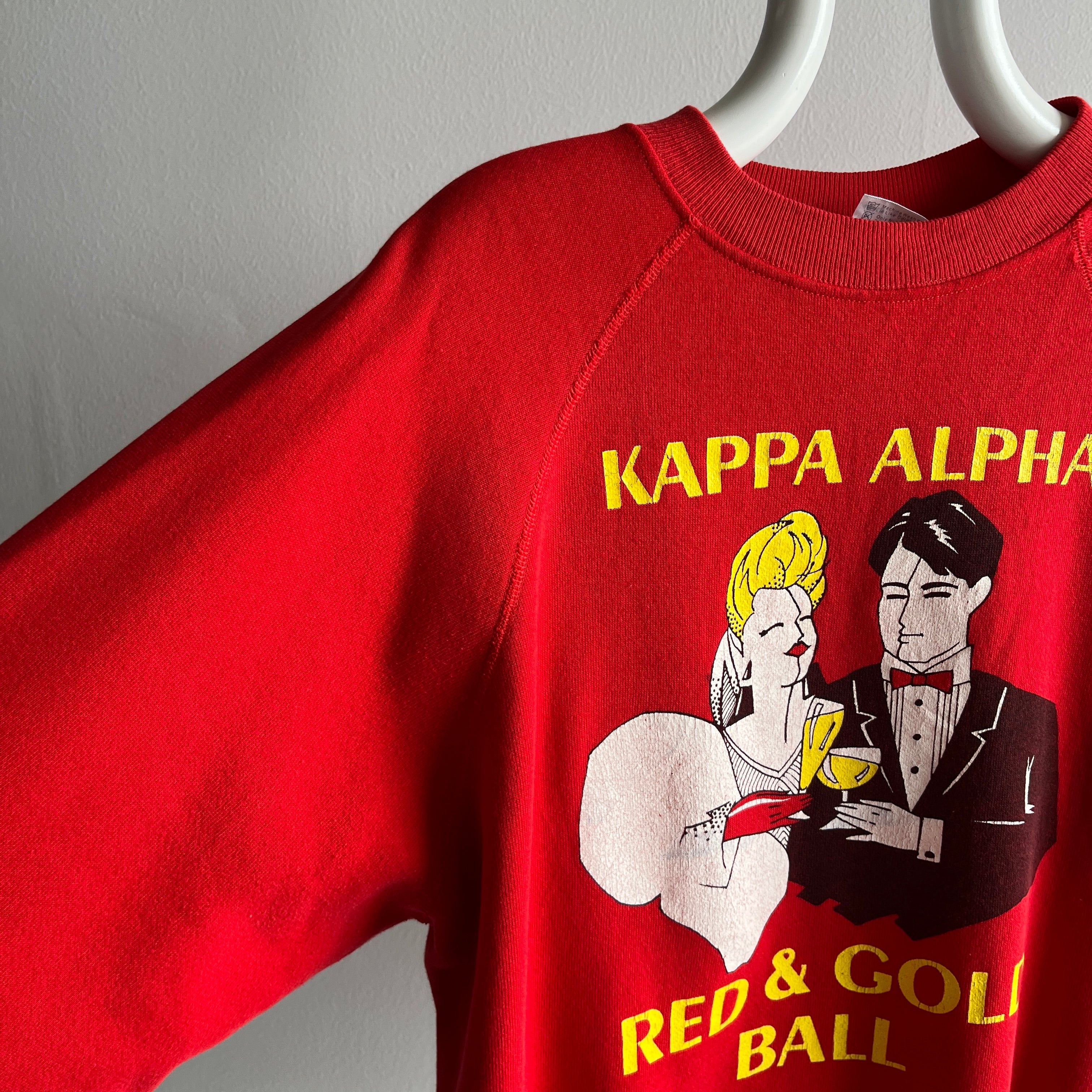 1980s Kappa Alpha Red & Gold Ball Sweatshirt - WOWZA