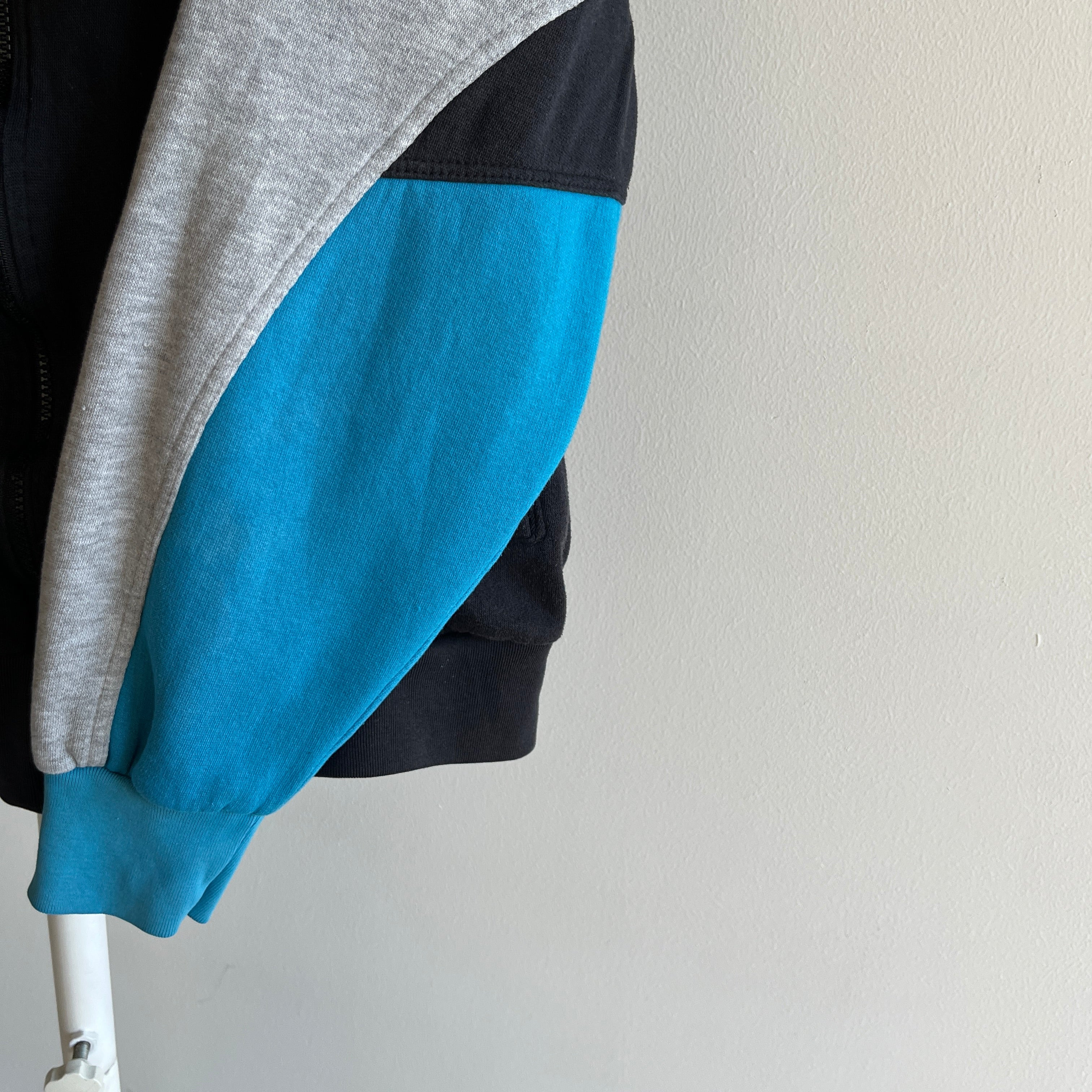 1990s USA Made Nike Zip Up Color Block Sweatshirt