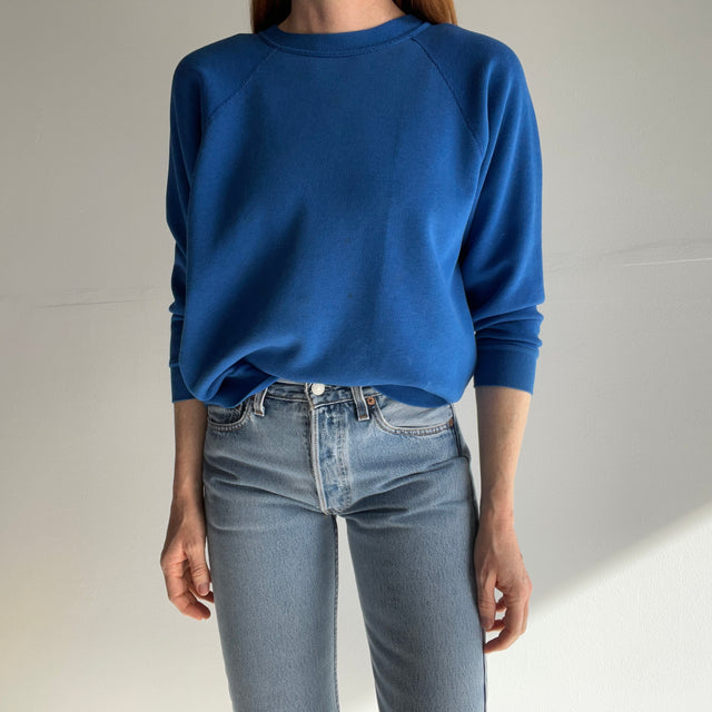 1980s Luxuriously Soft Blank Blue Raglan by Tutlex - A Special One