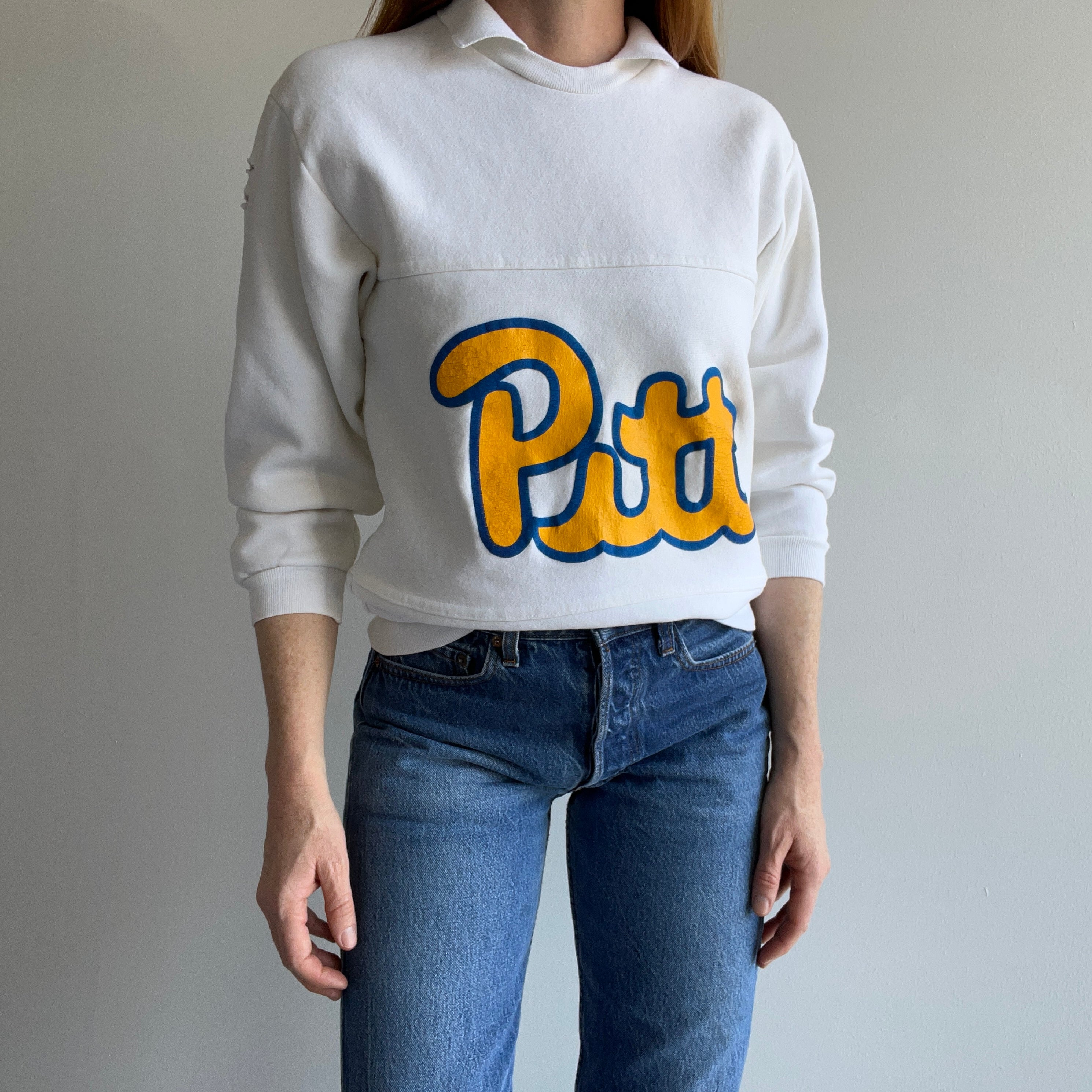 1980s University of Pittsburg Polo Sweatshirt