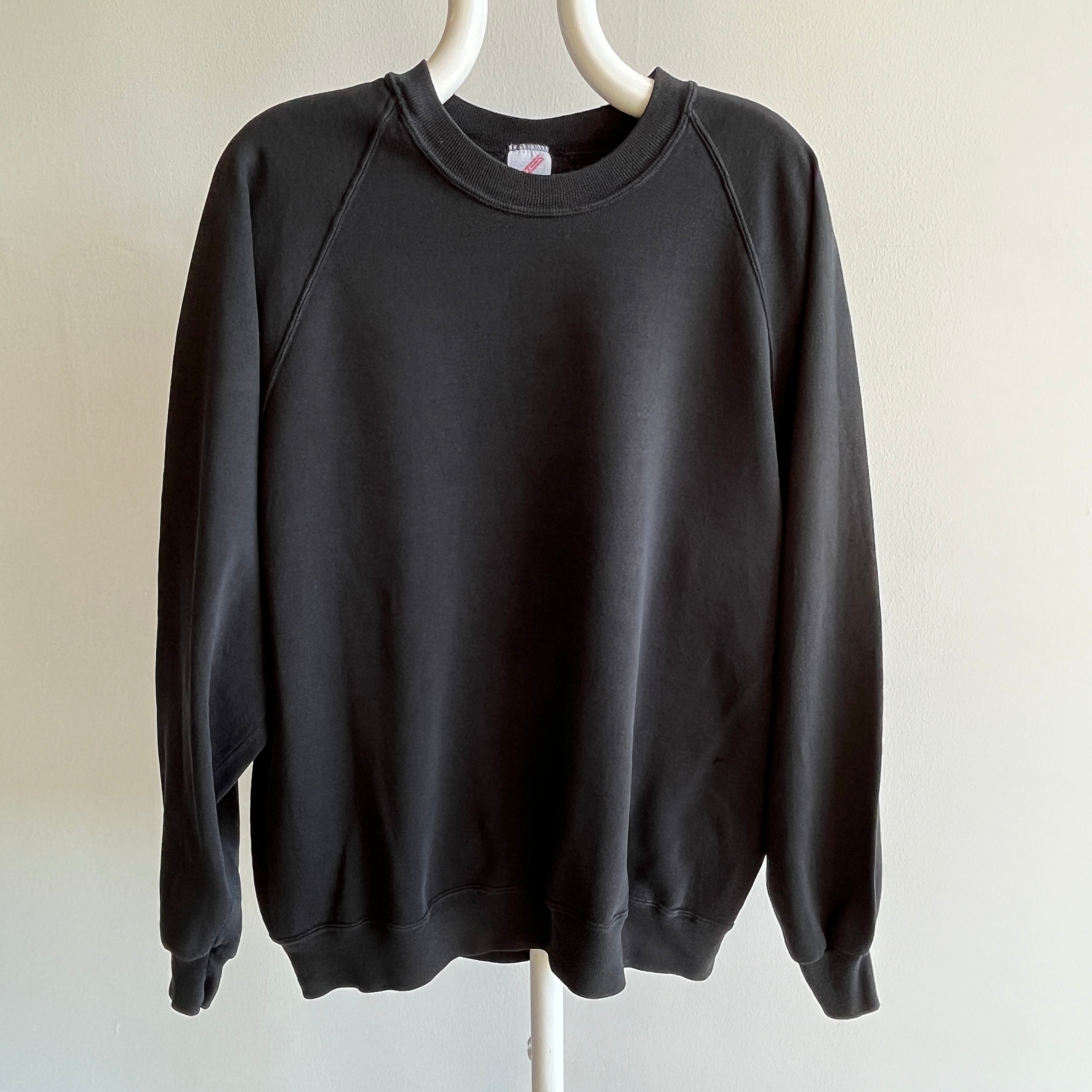 1980s Blank Black Raglan by Jerzees 2X