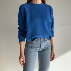 1980s Luxuriously Soft Blank Blue Raglan by Tutlex - A Special One