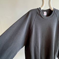 1980s Blank Black Raglan by Jerzees 2X