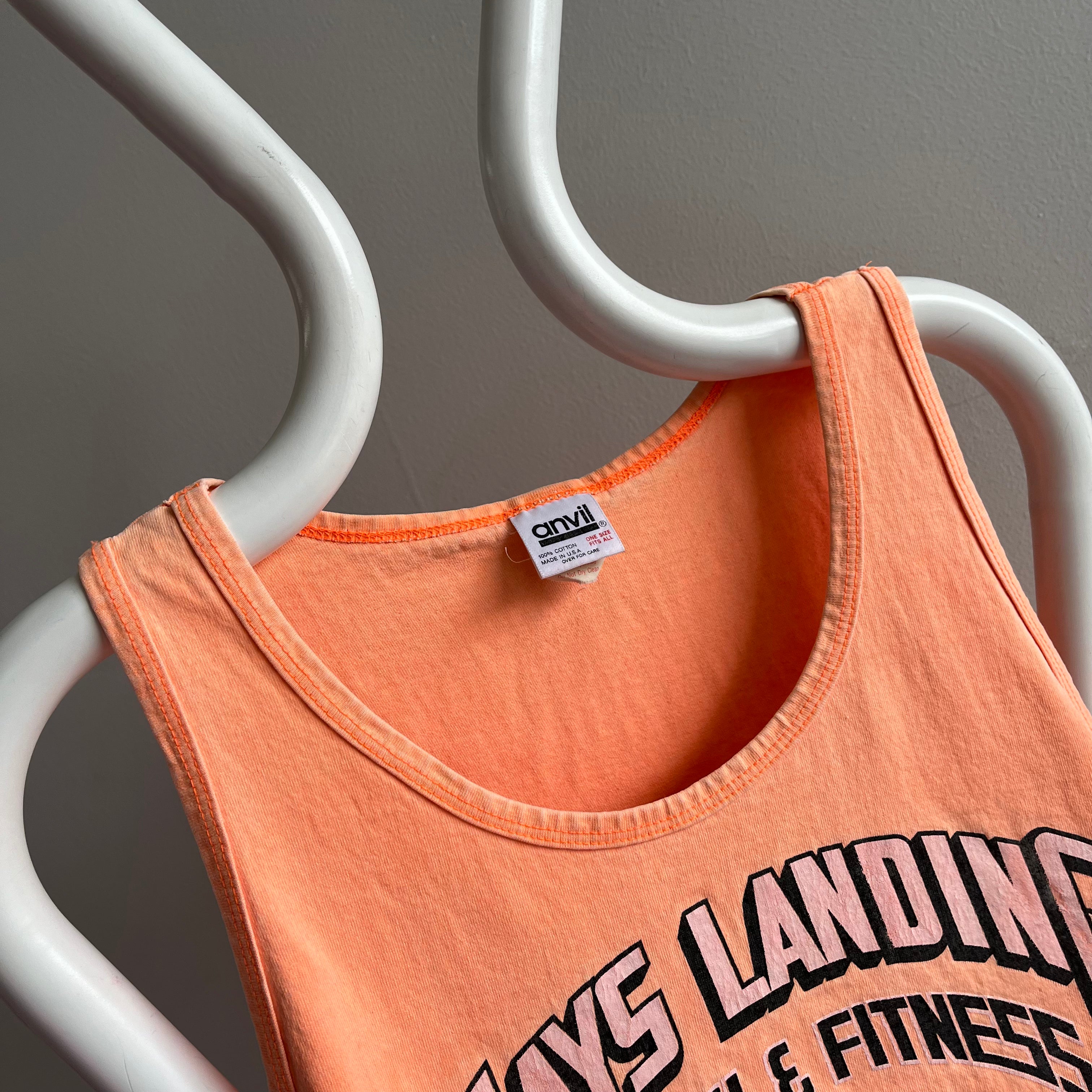 1980s Mays Landing Health and Fitness Center Faded Neon Tank Top