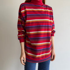 1980s Striped Long Sleeve Turtleneck T-Shirt