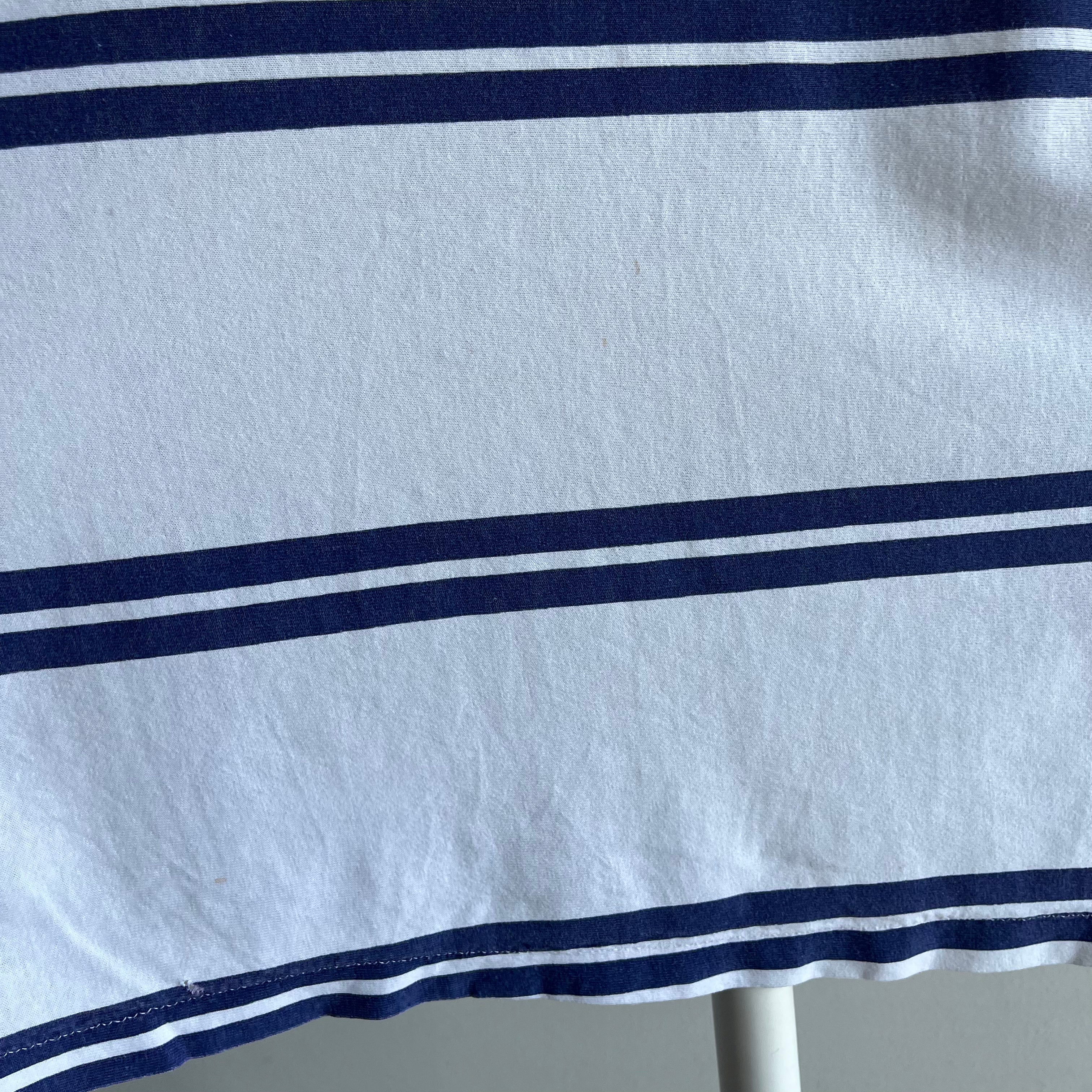 1980s Uniquely Cut Striped Pocket T-Shirt