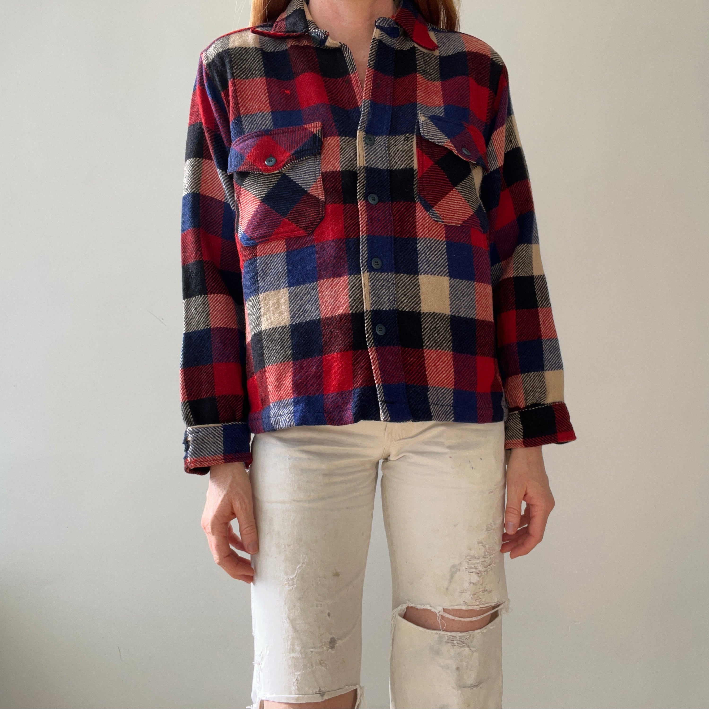 1940s/50s Plaid Wool Flannel - Single Owner