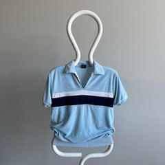 1970s Gap Terry Cloth Short Sleeve Warm Up Polo Shirt - Lightweight