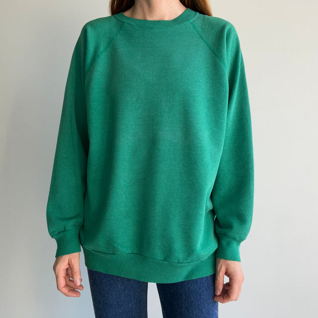 1980s Faded Kelly Green Raglan Sweatshirt