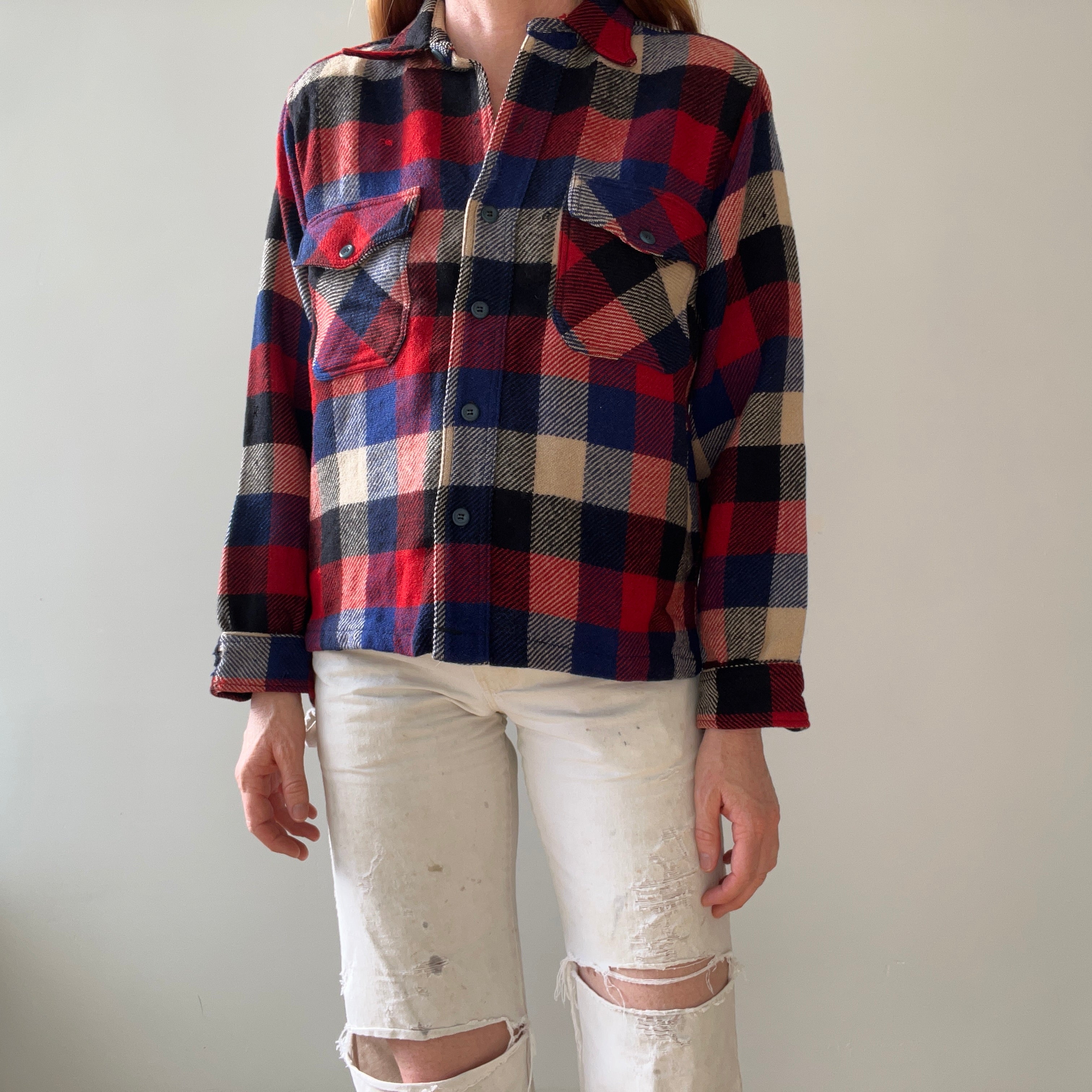 1940s/50s Plaid Wool Flannel - Single Owner