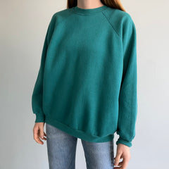 1980s Relaxed Fit Jade/Blue/Green Raglan by Ultra Fleece