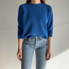 1980s Luxuriously Soft Blank Blue Raglan by Tutlex - A Special One