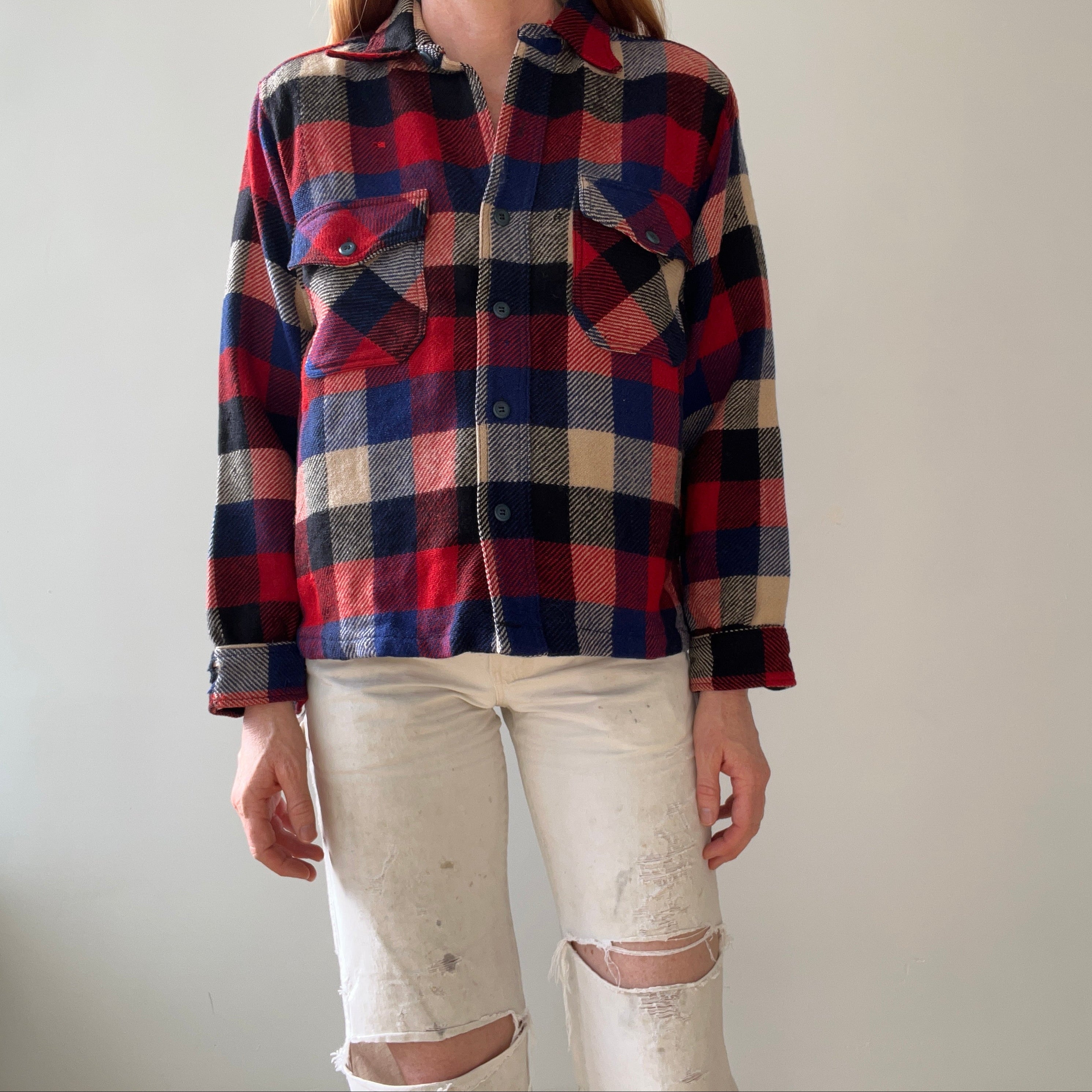 1940s/50s Plaid Wool Flannel - Single Owner