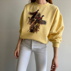 1980/90s Pheasants Buttery Yellow Sweatshirt