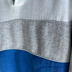 1980s Color Block Henley Sweatshirt with Pockets!