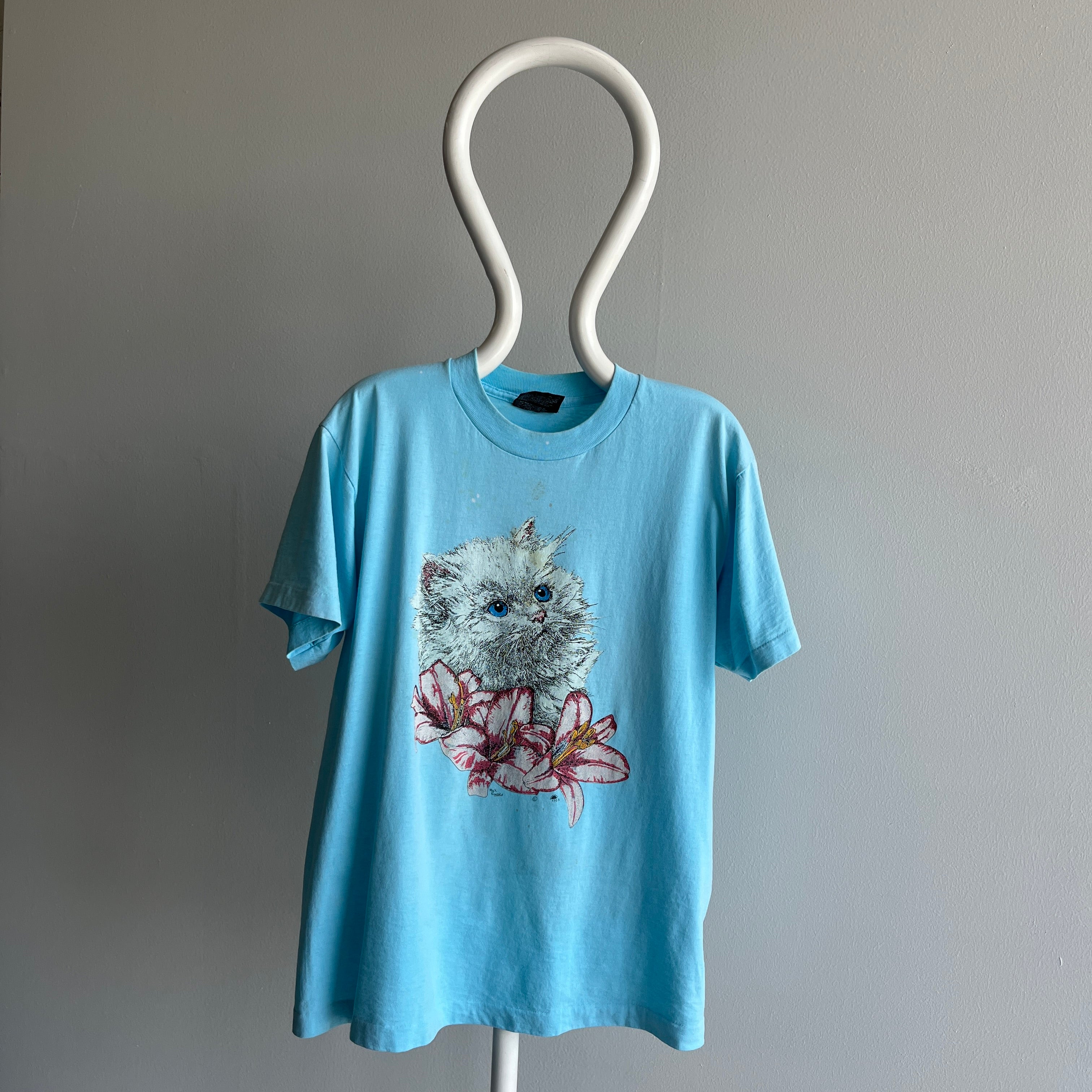 1980s Stained Cat Icon T-Shirt