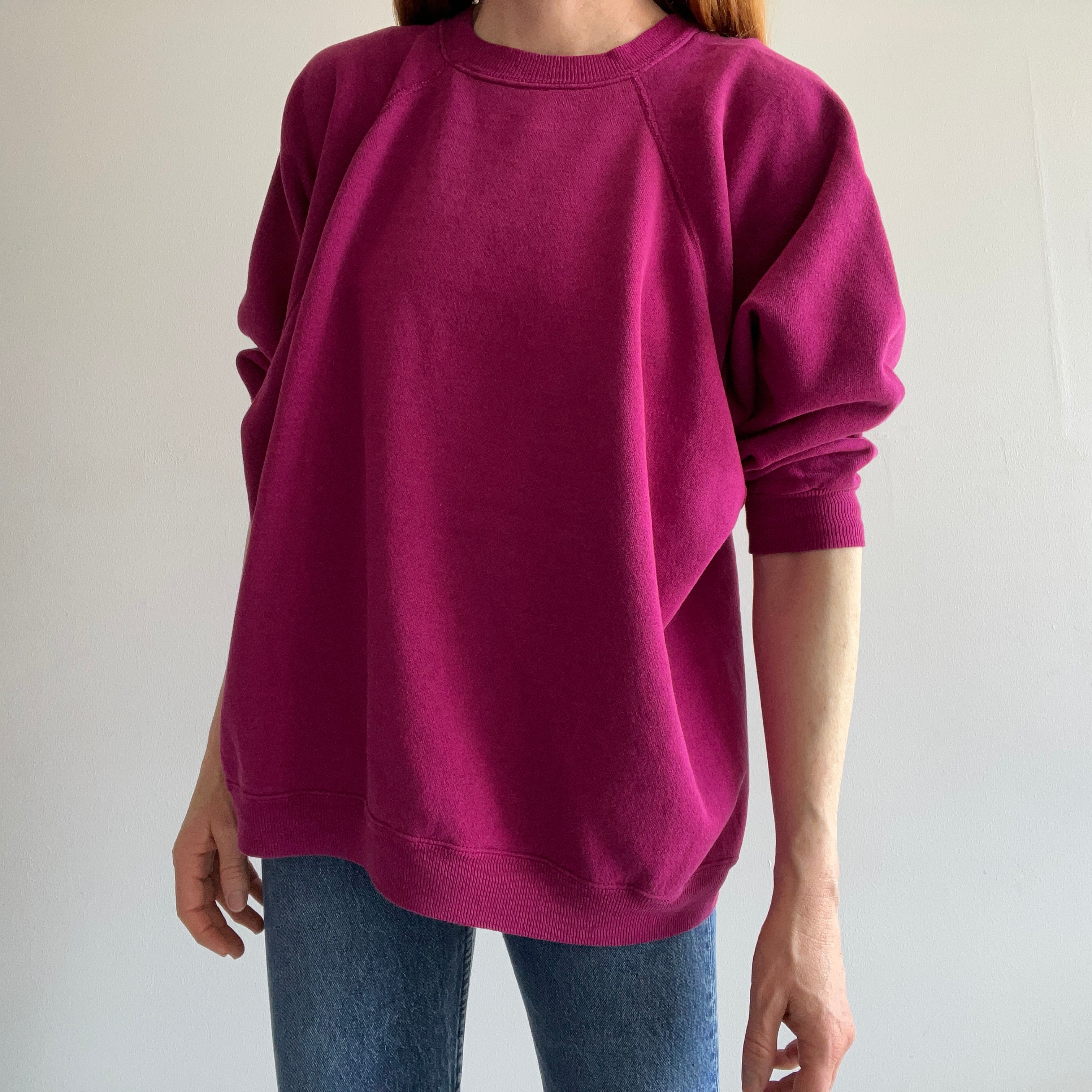 1990s Magenta Hanes Her Way (Very) Relaxed Fit Sweatshirt