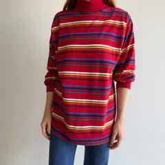 1980s Striped Long Sleeve Turtleneck T-Shirt