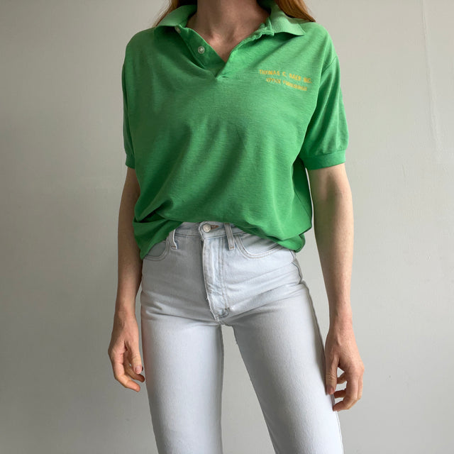 1980s Sun Faded "Office Furniture" Soft and Worn Polo Shirt