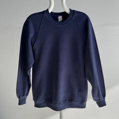 1980s Blank Navy Raglan by Russell - It's a 