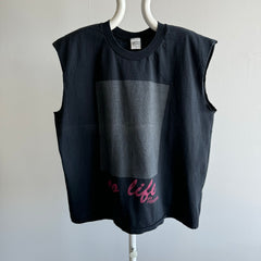 1980s No Life, No Pressure Cut Sleeve Tank Top